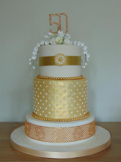 Golden Anniversary Cake - Cake by Tiddy
