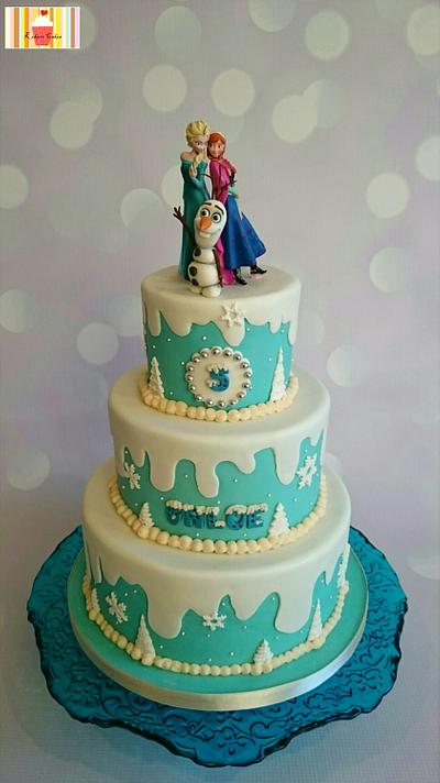 Frozen themed 3 tiers cake  - Cake by Kokoro Cakes by Kyoko Grussu