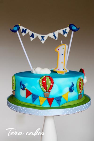 First birthday cake with air balloons - Cake by Tera cakes