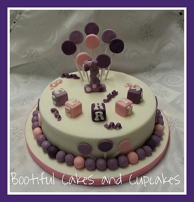 purple pink and white lollipop - Cake by bootifulcakes
