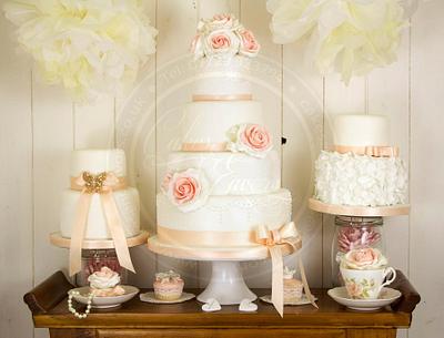 Vintage wedding cake dessrt table - Cake by Cakes and Favors