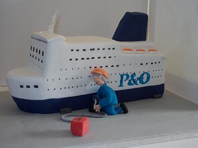 Ferry boat and dock worker birthday cake - Cake by David Mason