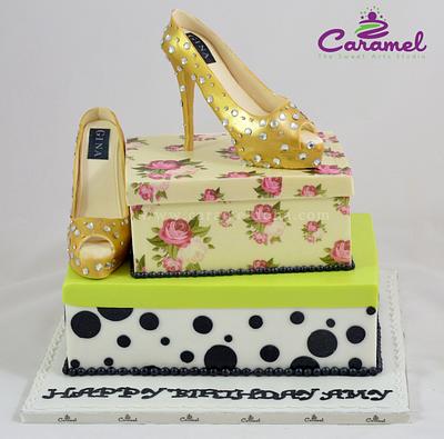 Shoe and Shoe Box Cake - Cake by Caramel Doha