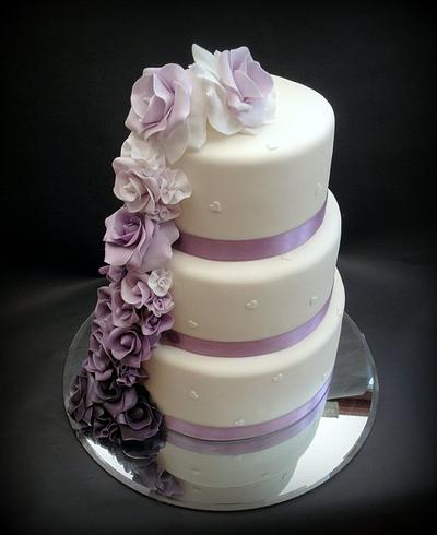 Purple Ombre Roses Wedding Cake - Cake by Chocomoo