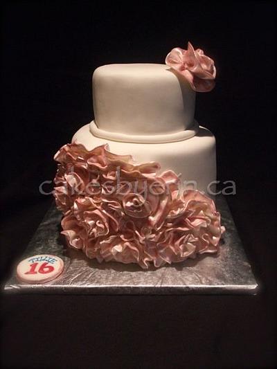 Pink Ruffled Haute Couture Cake  - Cake by erinCA