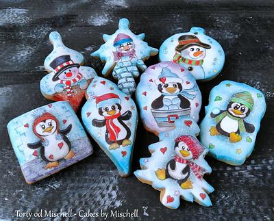 Penguins and snowmans - Cake by Mischell