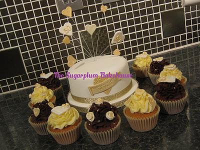 Golden Anniversary Cake & Cupcakes - Cake by Sam Harrison