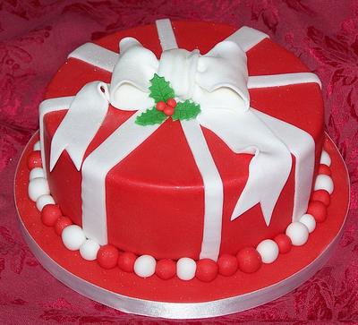 Red & White Christmas Cake - Cake by Sandra's cakes