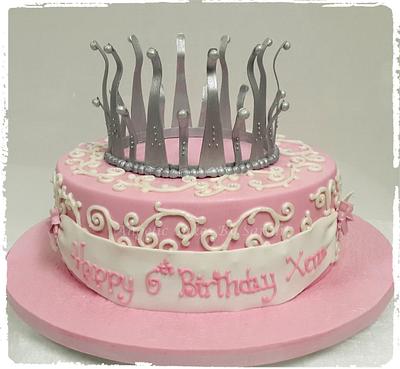 Pink Princess Cake with hand crafted Crown - Cake by Angelic Cakes By Sarah