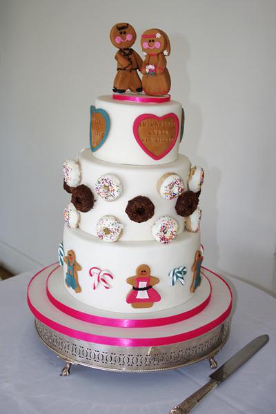 Gingerbread and Doughnut Wedding Cake - Cake by Donnasdelicious
