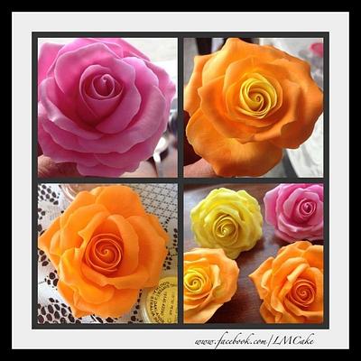 Simple Sugar roses for Demonstration... No cutters All free form - Cake by Lisa Templeton