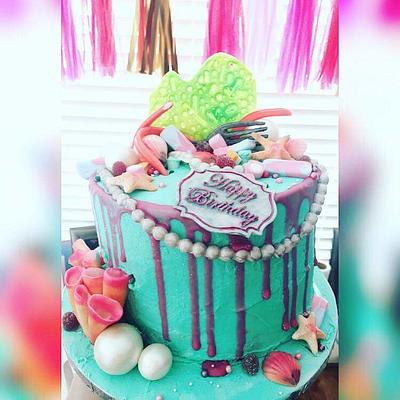 Mermaid theme drippy, sweetie cake - Cake by Charlotte