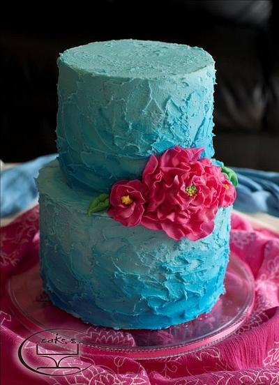 Turquoise and hot pink - Cake by Komel Crowley