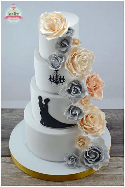 Wedding cake in silver and gold - Cake by Marielamaldonado