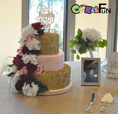 Gold sequins and lite marveling - Cake by Cakes For Fun
