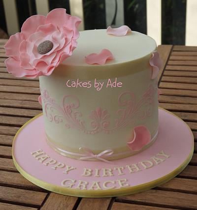 Stencil & ruffle flower - November 2012 - Cake by Cakes by Ade