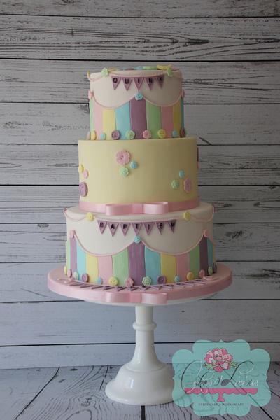 Pastel buttons Baptism cake  - Cake by Cakes o'Licious