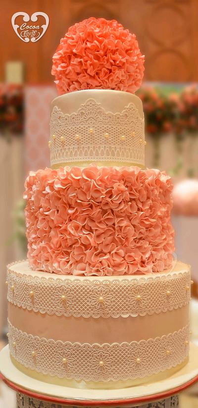 Of Wedding Bells and Pink Petals !!! - Cake by Tanya Babu - Cocoa Crush