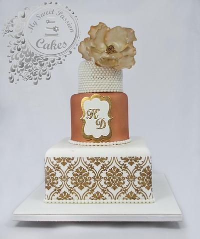 Wedding Cake with Gold - Cake by Beata Khoo