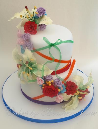 Rainbow Splash Wedding Cake - Cake by Cakes By Heather Jane