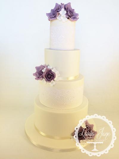 Roses and lace wedding cake - Cake by Laura Davis