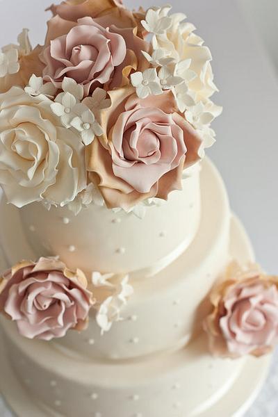 Vintage Rose Wedding Cake - Cake by Sugar Ruffles