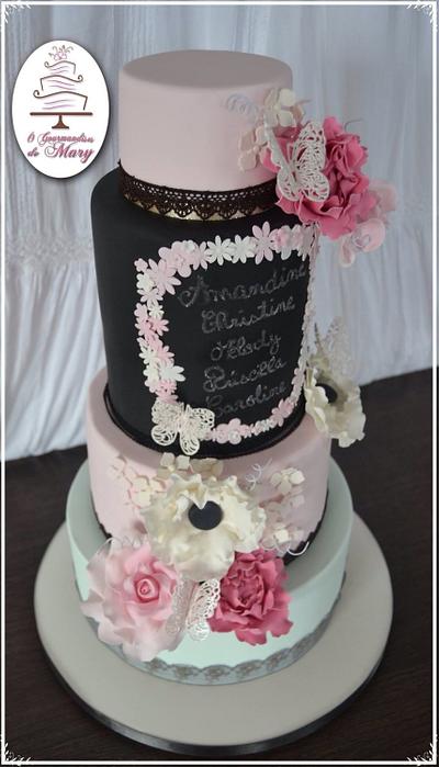 Flowers and blackboard - Cake by Ô gourmandises de Mary