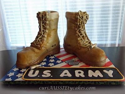 Army boots cake - Cake by CuriAUSSIEty  Cakes