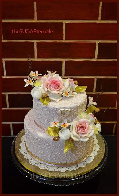 Antique pink engagement cake - Cake by TheSugarTemple