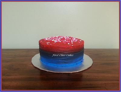 Red & Blue Ombre cake - Cake by First Class Cakes
