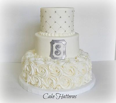 White and Silver Wedding Cake - Cake by Donna Tokazowski- Cake Hatteras, Martinsburg WV
