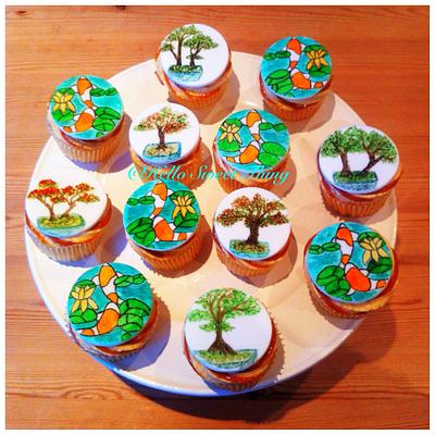 Koi carp & Bonsai Cupcakes - Cake by Michelle Singleton