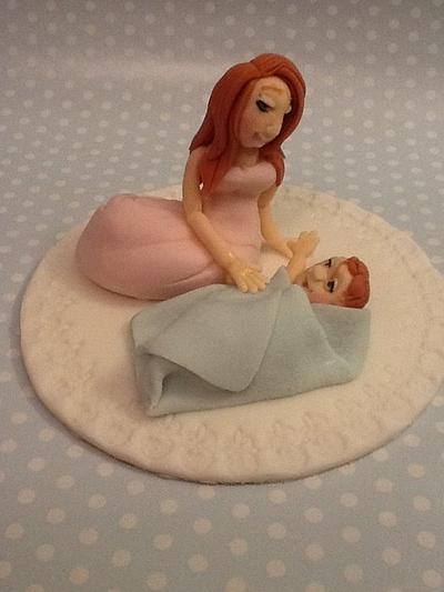 Mother and Baby Christening Cake topper - Cake by K Cakes