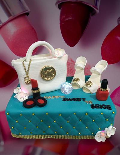 Teal Cake with Handbag - Cake by MsTreatz