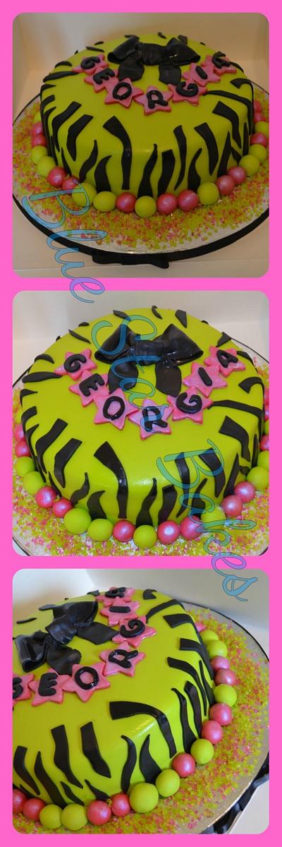 Neon Zebra - Cake by Shelley BlueStarBakes