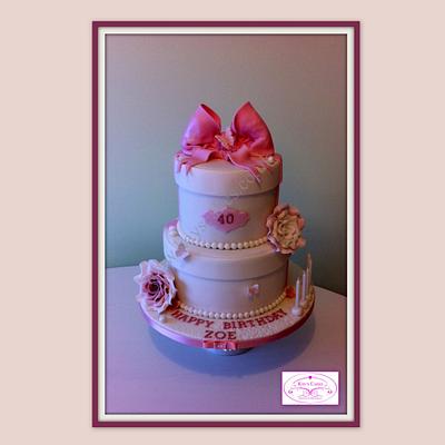 Hatbox two tier birthday cake - Cake by Kays Cakes