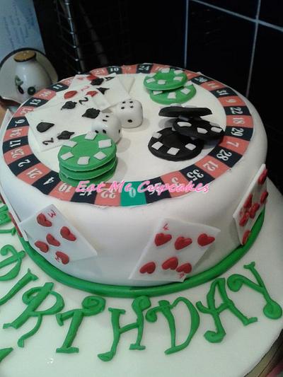 Casino-numbers-black/white-hearts & flowers-babys crib-buttercream roses - Cake by Annie
