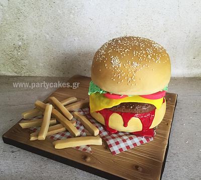 Burger & Chips - Cake by Cakes By Samantha (Greece)