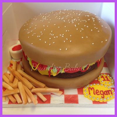 Burger and chips anyone - Cake by Poundies Bakes