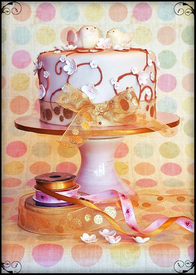 Flowers and birds cake - Cake by Claudia Gonzalez