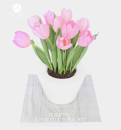 Pot of tulips - Cake by Nina 