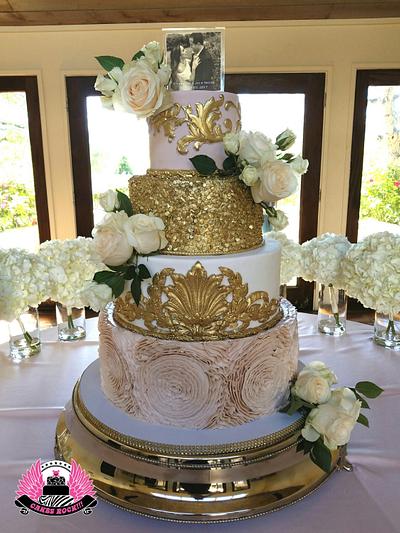 Regal Blush & Gold Wedding Cake - Cake by Cakes ROCK!!!  