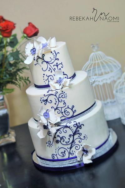 purple orchids wedding cake - Cake by Rebekah Naomi Cake Design