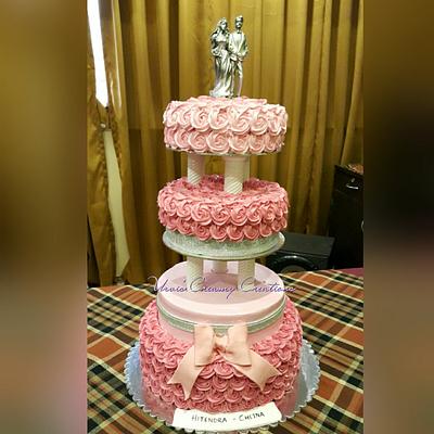 Pink engagement cake - Cake by Urvi Zaveri 
