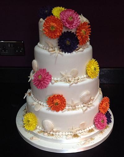 Beach themed wedding cake  - Cake by Andrias cakes scarborough