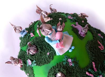 Bunny cake-Beatrix potter baby shower cake as featured in cake central magazine June 2013 - Cake by Melanie Jane Wright