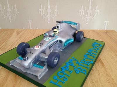 Lewis Hamilton F1 car cake - Cake by Wendy 