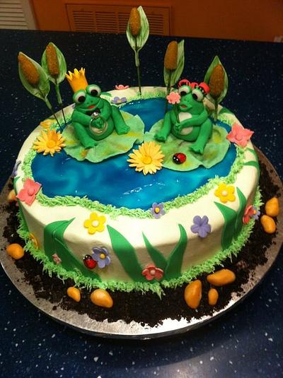 Frogs on Lily pad engagement cake - Cake by Bonnie Carmine