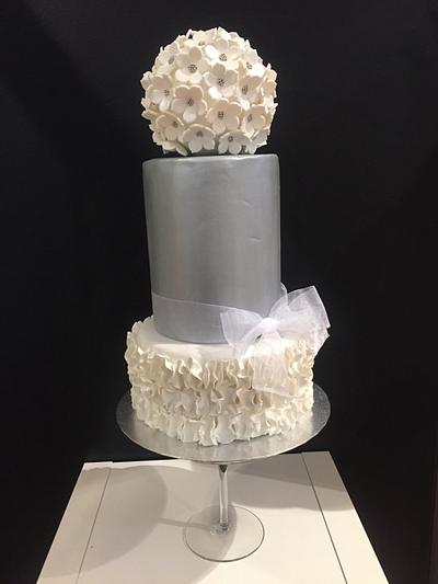 Ball Wedding Cake with Flowers. - Cake by Laura's Bakery