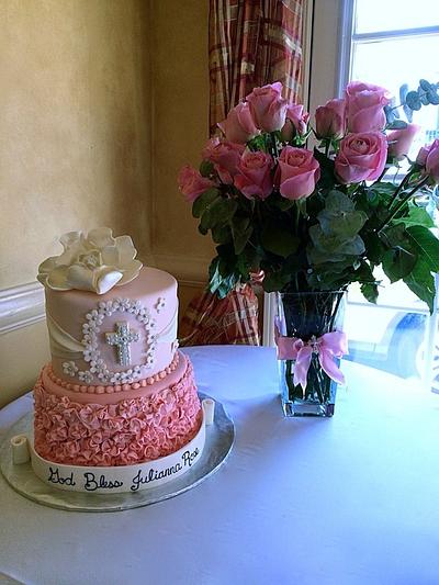 Ruffle Rose Communion Cake - Cake by Jamie Cupcakes